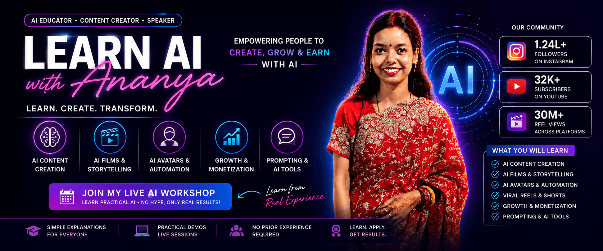 Learn AI with Ananya — Dark Banner